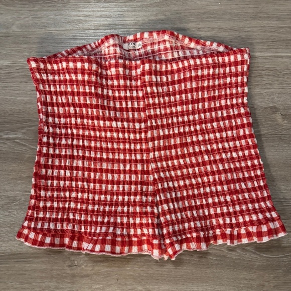 Ardene Smocked Gingham Shorts with Ruffled Hem - Picture 2 of 5
